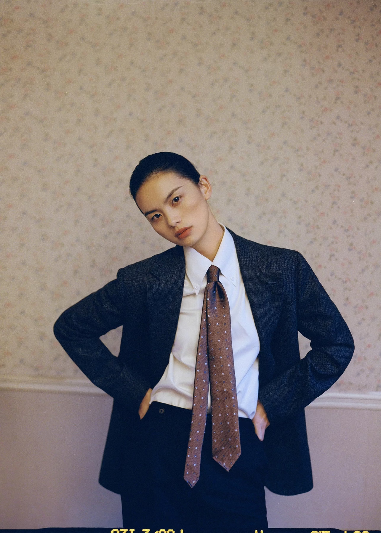 Moonland Moonlight white Shirt styled with dark lady suit, sharp collar and smooth cotton finish.